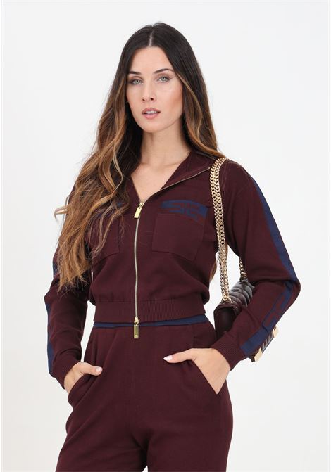 Felpa cropped con zip bordeaux da donna ELISABETTA FRANCHI | MK56S46E2CN9